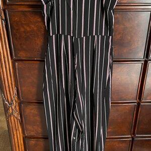Garage Black and White and Red Striped Jumpsuit